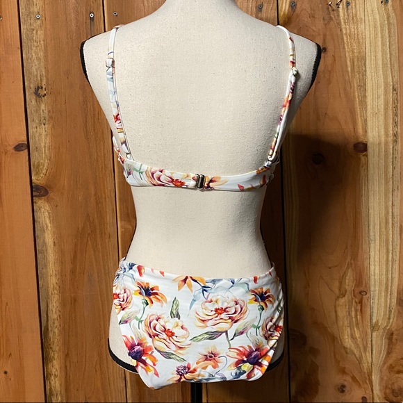 Cupshe floral 2 piece bikini reversible striped - Picture 4 of 6